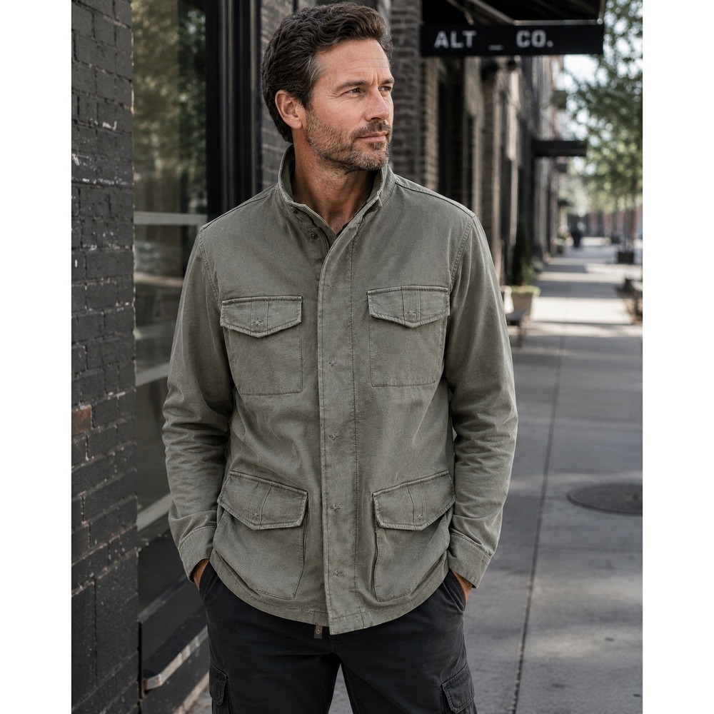 Express Military Field Jacket Mens M army Green Utility Safari Chore Cotton Coat